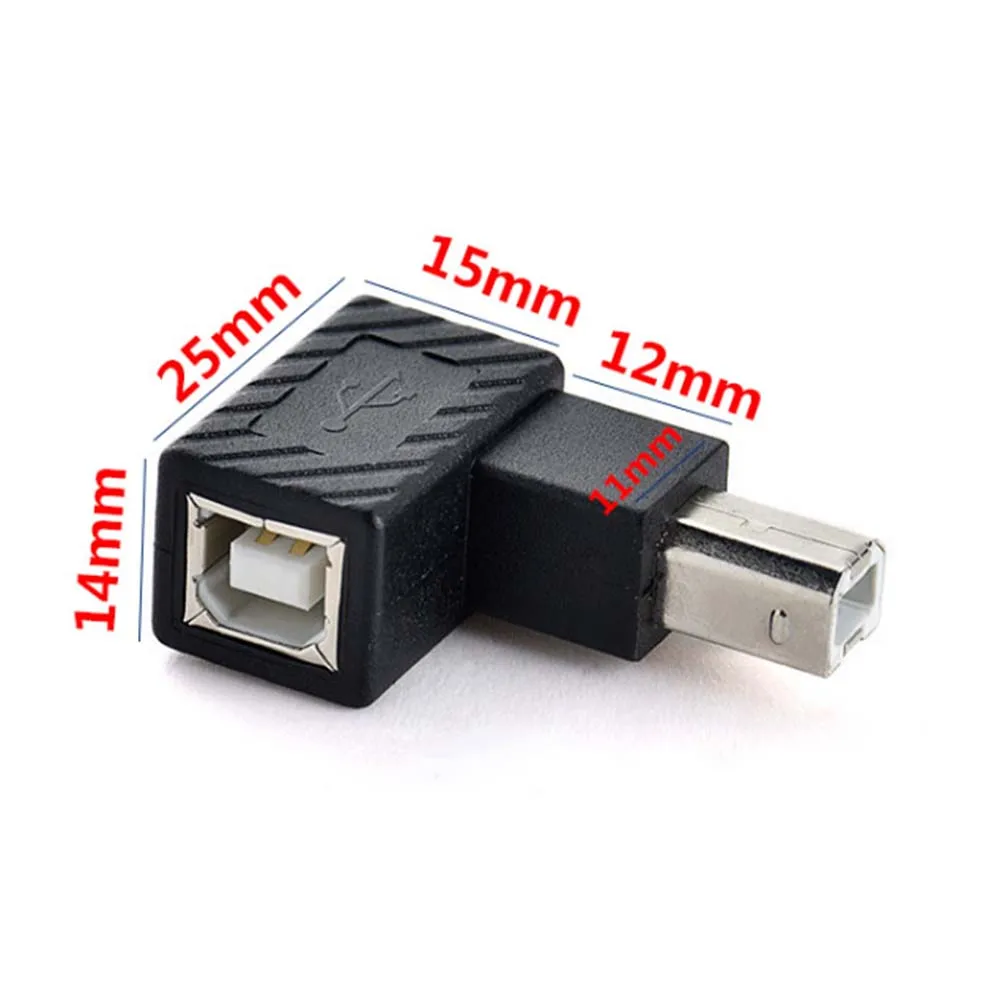 Up Down Left Right Angled 90 Degree USB 2.0 B Type Male to Female Extension Adapter for Printer Scanner Hard Disk case