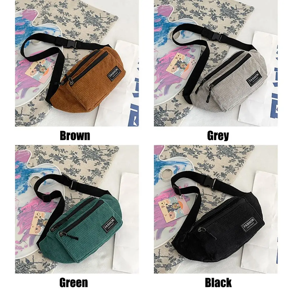 Corduroy Women\'s Waist Bag Small Canvas Ladies Shoulder Crossbody Bags for Women Fanny Pack Fashion Phone Female Chest Bag