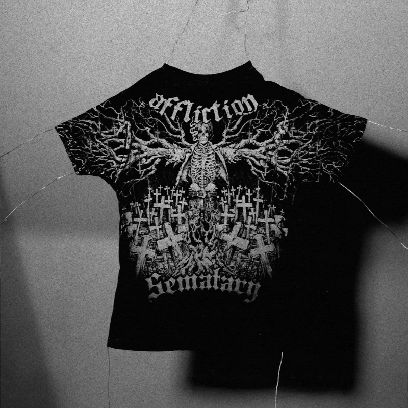 Y2K Gothic T Shirt Haunted Mound Ghost Skull Pattern Streetwear Men Women Harajuku Hip Hop Vintage Unisex Cotton Short Sleeve image 2