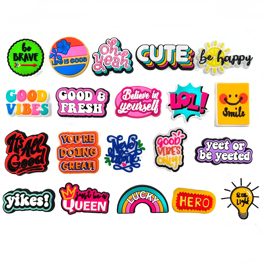 

New 1set inspirational letters cute colorful croc shoes decoration DIY accessories jewelry holiday gifts low price wholesale