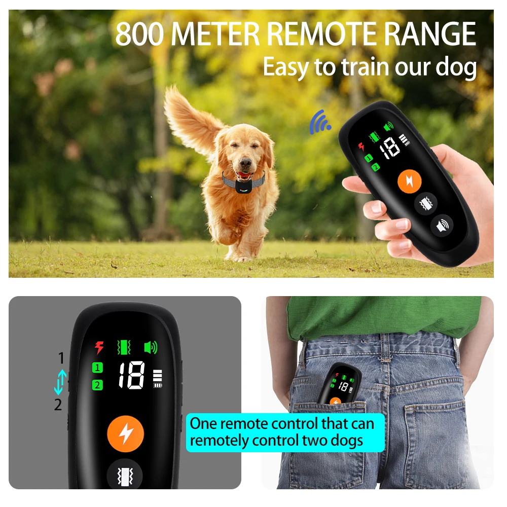 

Rechargeable Anti-Dog Barking Electronic Collar HD Digital Display IP67 Waterproof Bark Stopper Stop Collar For Dog Training