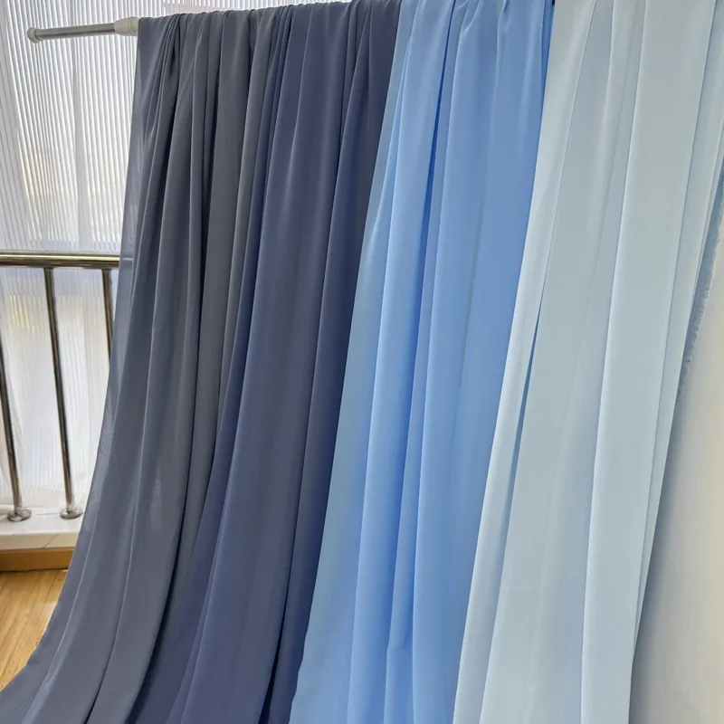 

Blue Green Soft Chiffon Fabric Wedding Celebration Curtain Cloth Mesh Layout Chair Back Yarn Encryption DIY Tutu Material