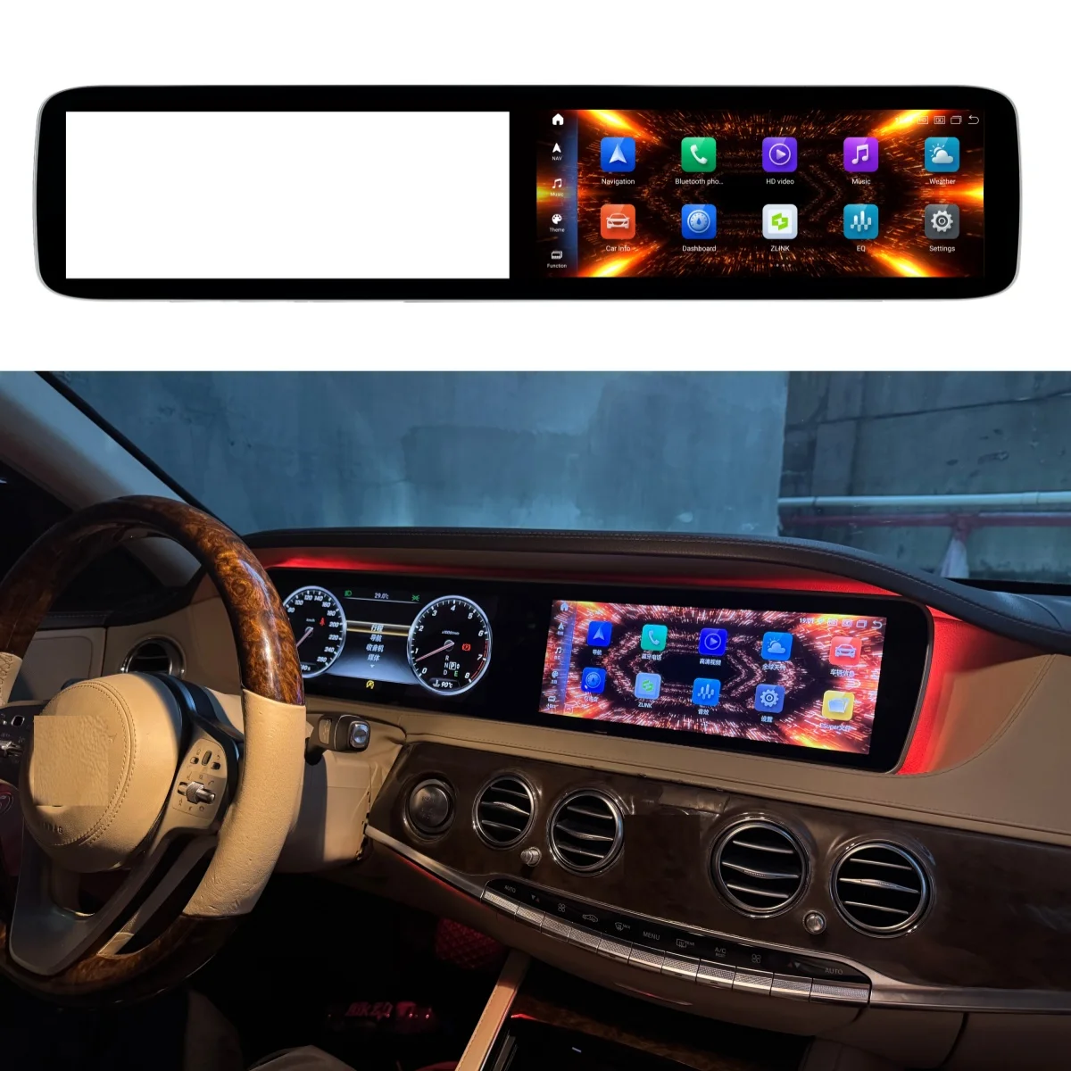 LHD/RHD 12.3 Inch For Mercedes-Benz S 86 Class W222 2014-2017 Car Radio Android Auto Wireless Carplay GPS Navigation Car Tuning