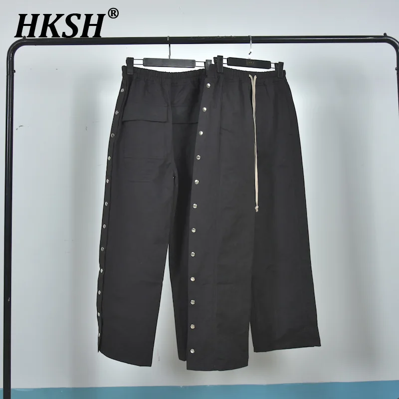 

HKSH Spring Autumn New Men's Tide RO Polyester Cotton Breasted Casual Pants High Street Safari Style Dark Overalls Sports HK2277