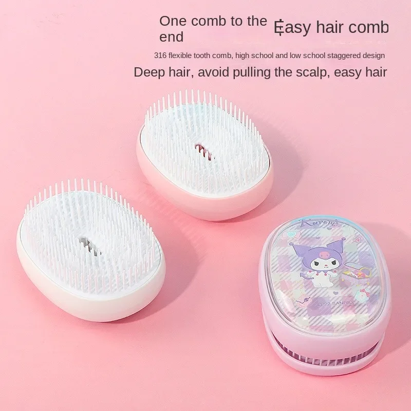 in stock miniso Sanrio Massage Hair Smoothing Comb Portable Cinnamon Dog Kuromi Compact Carry-on Comb Anime Model  birthday gift