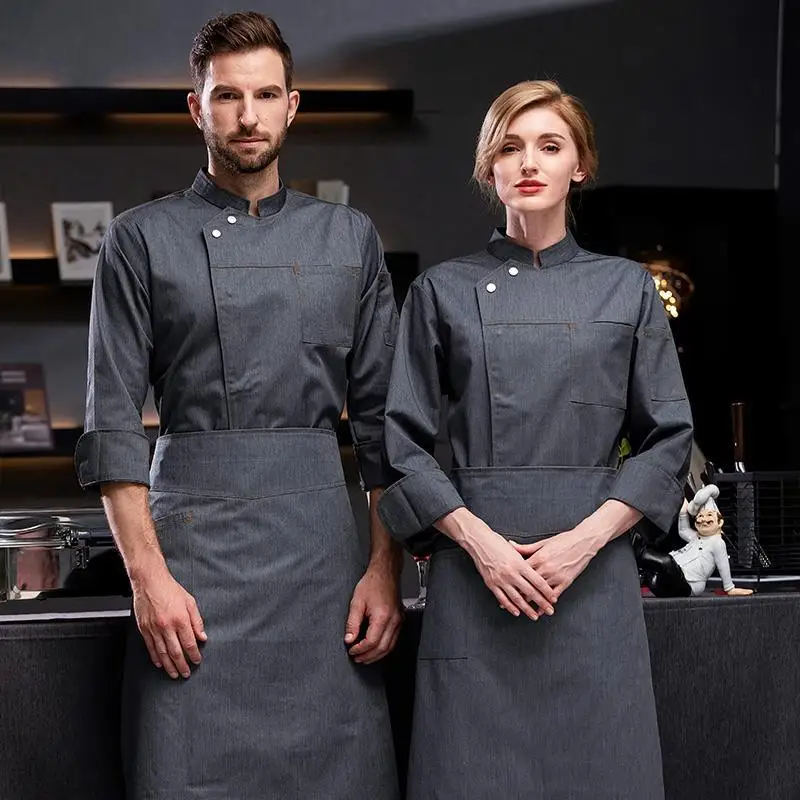 Tuta da cuoco da uomo a maniche corte da cucina estiva abiti da lavoro pasticceria da forno cucina ristorazione Chef occidentale manica lunga autunno e