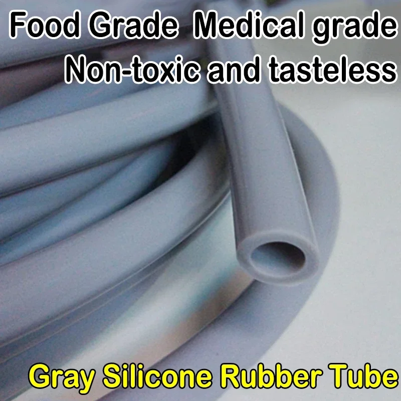 Food Grade Gray Silicone Tube Gel Flexible 1 Meter dia. 3 4 5 6 7 8 10 12 13 14 15 16 19mm Beer Milk Rubber Hose Pipe Soft 1M