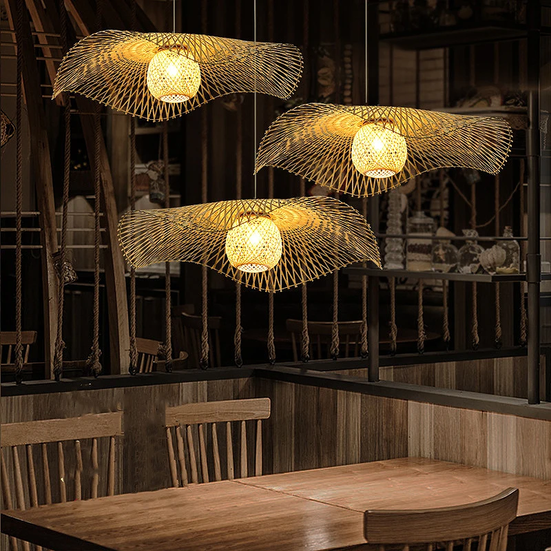 

New Chinese Style Bamboo Pendant Lights Creative Tatami Lights Lamp for Dining Room Restaurant Hanglamp E27 Suspension Luminaire