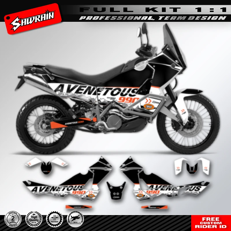 Sawrain For KTM Adventure 990 ADV R S 2003-2016 Custom Team Motorcycle Graphics Backgrounds Decals Stickers Kit