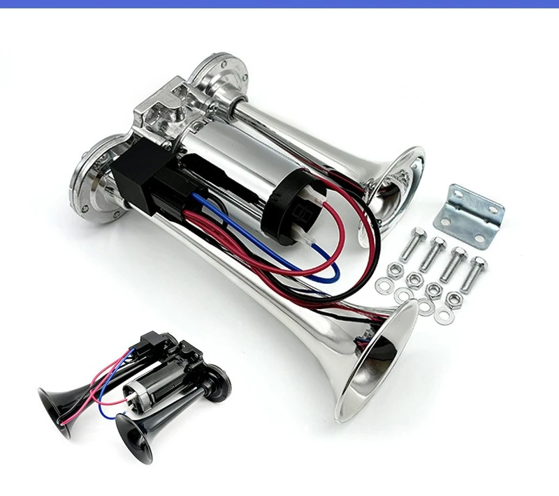 12V 24V Integrated Compressor Dual Trumpet Air Horn All‑in‑one Electric Pump Air Horn For Car Truck Modification