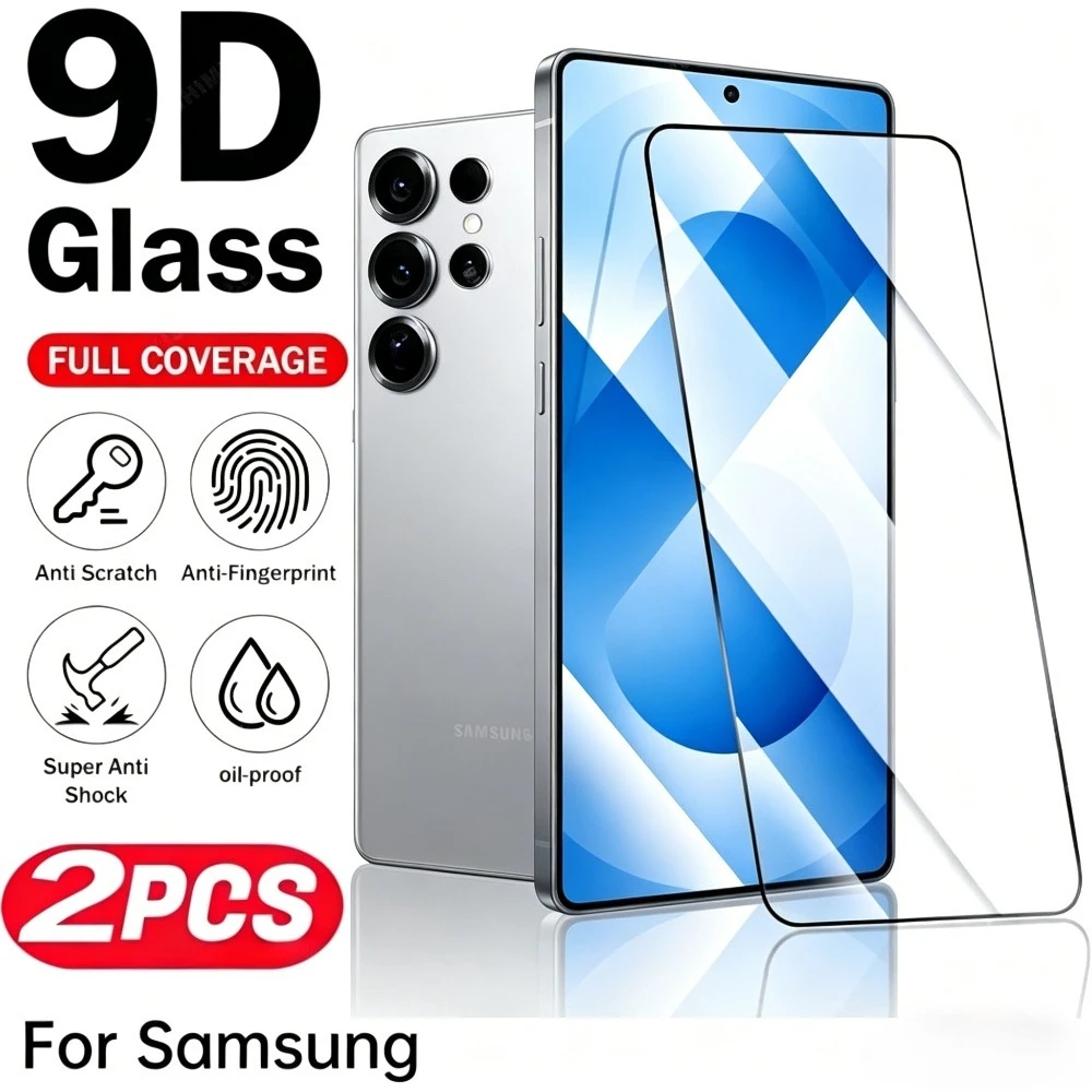 

2Pcs Full Cover HD Tempered Glass for Samsung Galaxy S26 S25 S24 Ultra S23 S22 S21 Plus S24 S25 FE Anti-Scratch Screen Protector