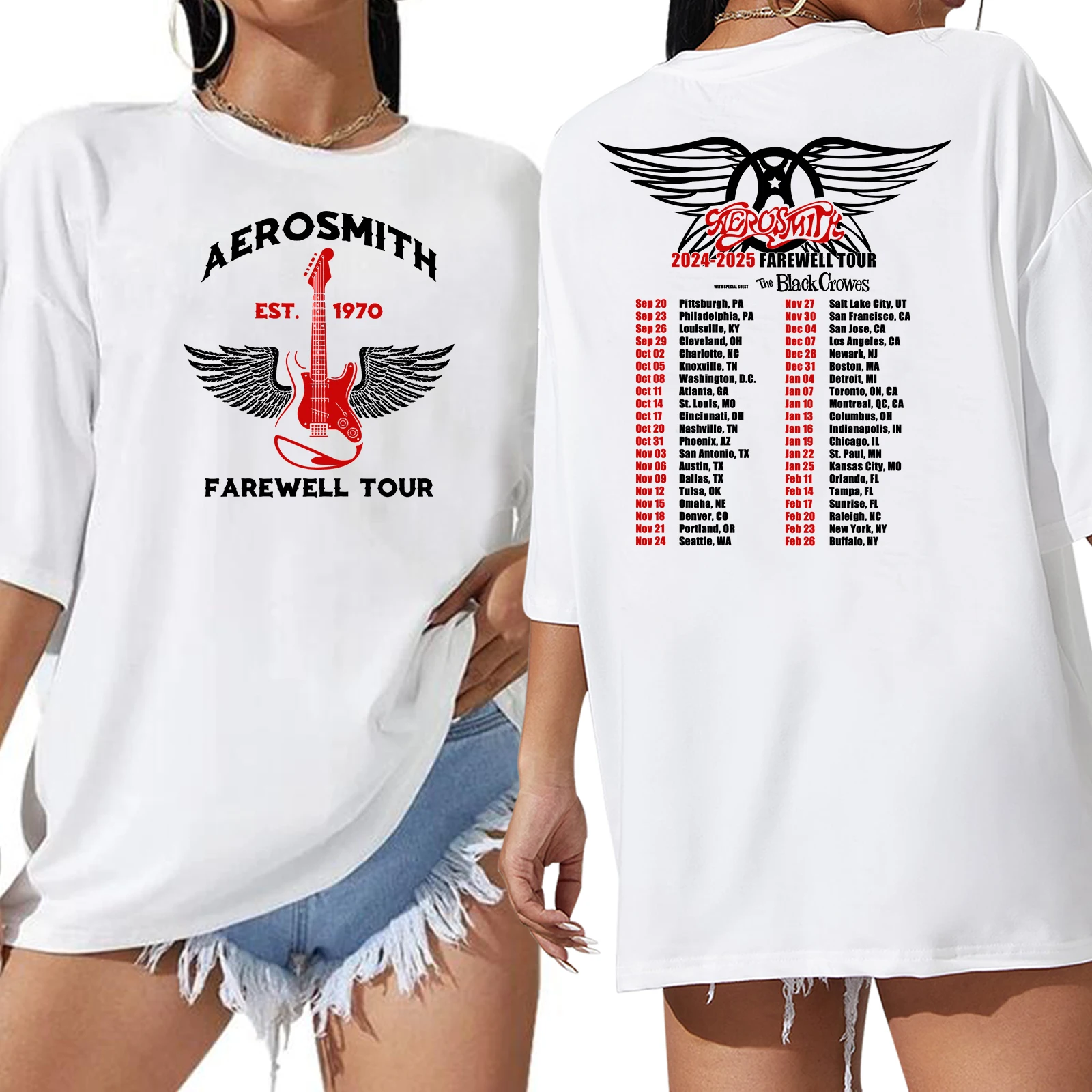 Aerosmith Farewell Tour 2024&2025 Extra Large T-shirt O-Neck Short Sleeve Fashion Oversize Shirts