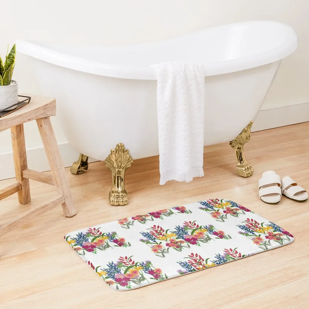 

Texas Wildflower Series - 2 Bath Mat Absorbent Bathroom Wc Mat