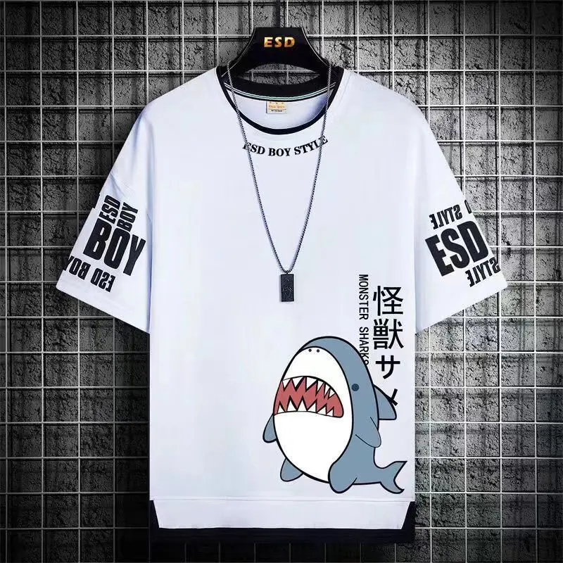 Fashion Men's T Shirts Korean Style Streetwear Short Sleeve Print Tops Tees Men Casual Harajuku  Men Clothing Graphics T Shirts