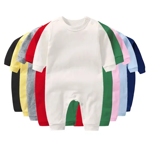 100% Cotton Baby Girl Jumpsuit Boy Rompers Solid Grows One-Pieces Newborn Sleepsuits Roupa de Bebe Jumpers Spring Autumn White