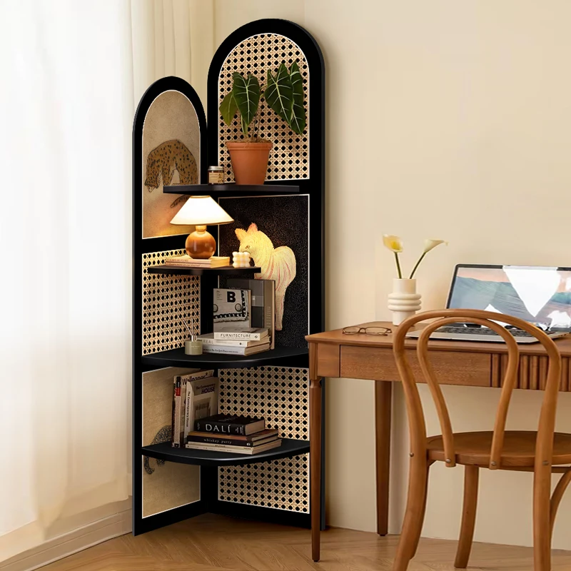 

Living room corner shelf retro corner ornament corner multi-layer storage cabinet medium antique vertical version