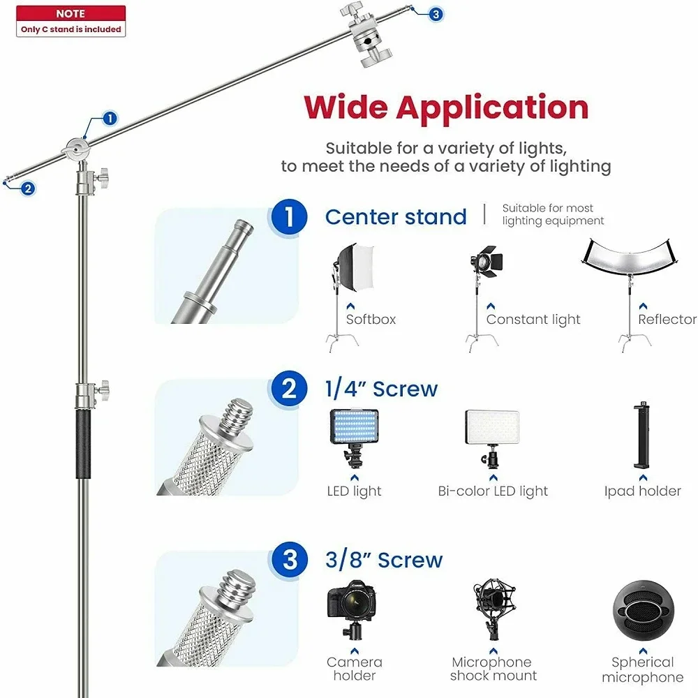 Multi-function Turtle Base C-Stand Photography Studio Heavy Lighting Century C Stand with Folding Legs Grip Head and Arm Kit