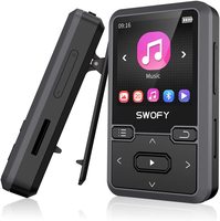 32GB Clip Mini Portable Wearable MP3 Player with Bluetooth 5.0 up to 128GB TF Card (Black)
