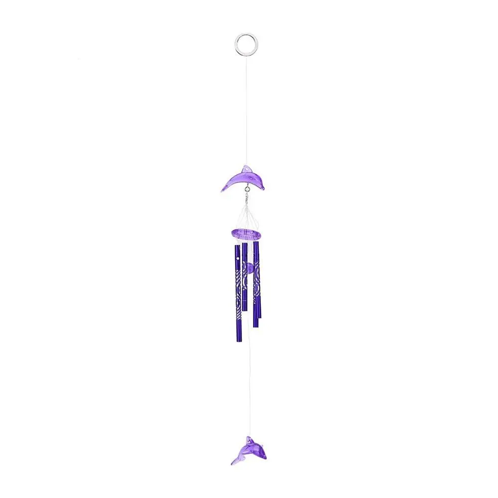 Cute 3 Colors Crystal Dolphin Wind Chime 4 Metal Tubes Home Garden Bell