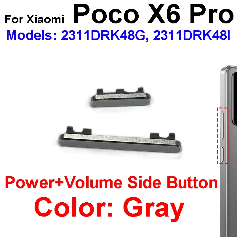Power On/Off Switch Volume Buttons For Xiaomi Poco X5 X6 Pro X6 Neo Power Volume Audio Side Keys Replacement Repair Parts image 5