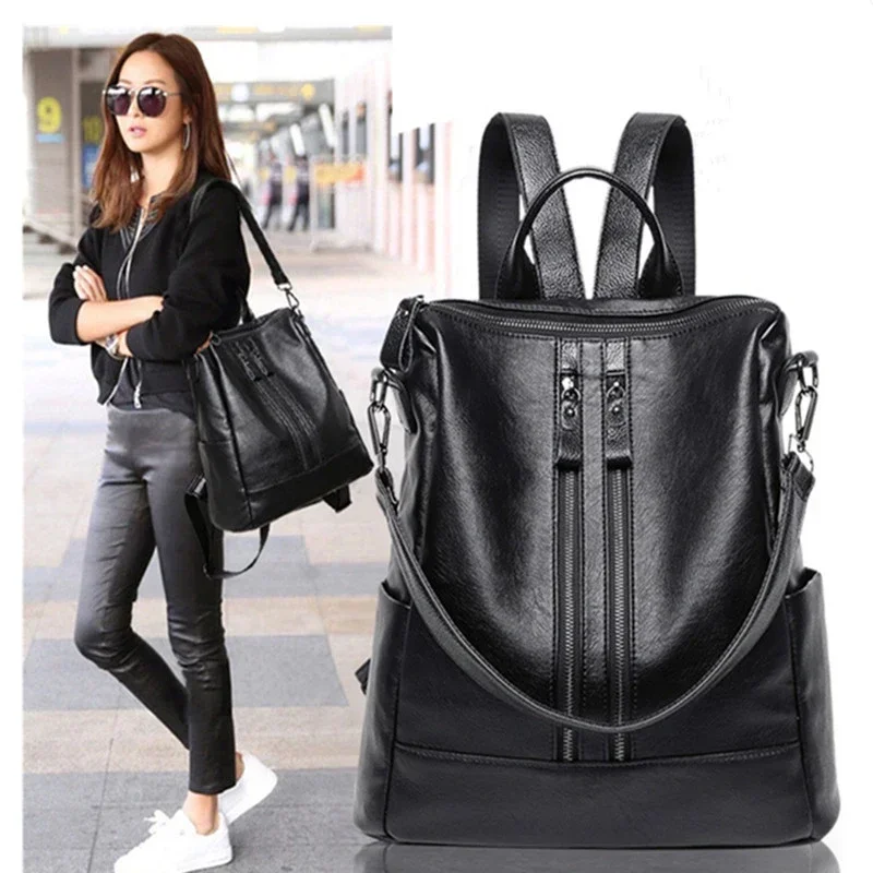 High Quality Anti-theft Leather Backpack Women Vintage Shoulder Bag Ladies High Capacity Travel Backpack School Bags Women