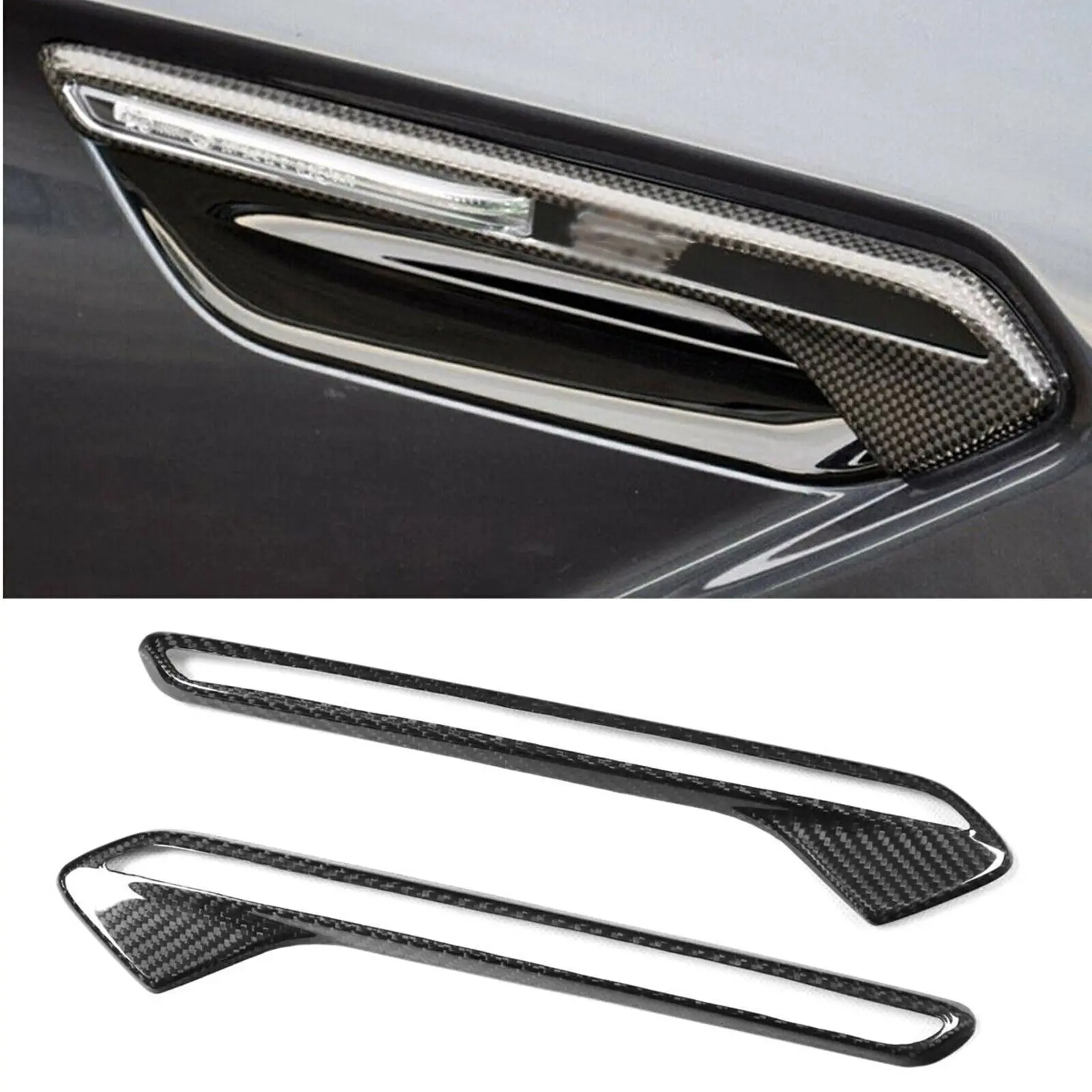 2 PCS Carbon Fiber Fender Trim Side Light Air Vents Fit For BMW F12 F13 F06 M6 2014 2015 2016 2017 2018 2019-up