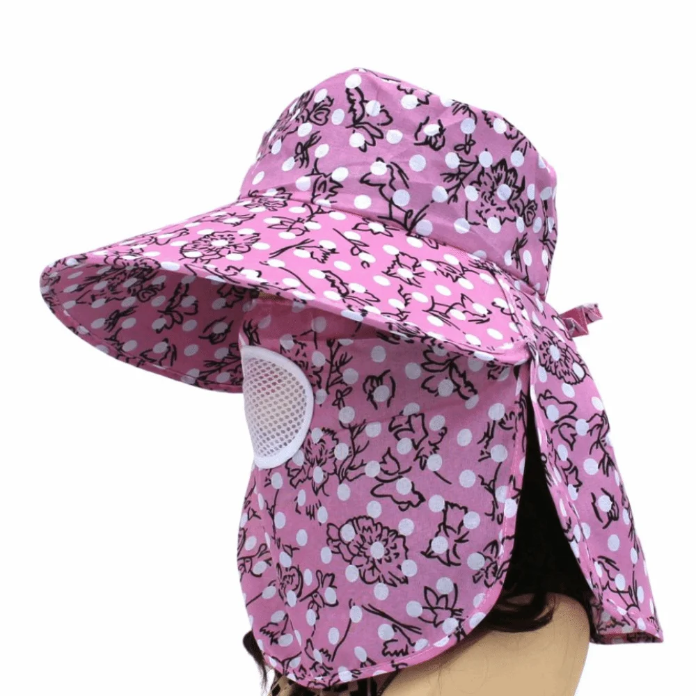 Fashion Wide Brim Face Mask Sun Hat Breathable UV Protection Fisherman's Hat Full Wrap Lightweight Bucket Hat Summer Outdoor
