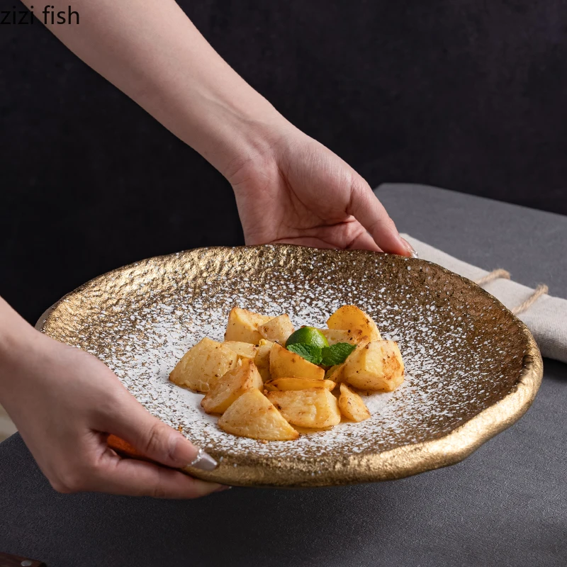 High Footed Ceramic Dining Plate Western Steak Plate Pasta Dish Sushi Plates Dessert Plates Fruit Dishes Dim Sum Dish Sting Disc