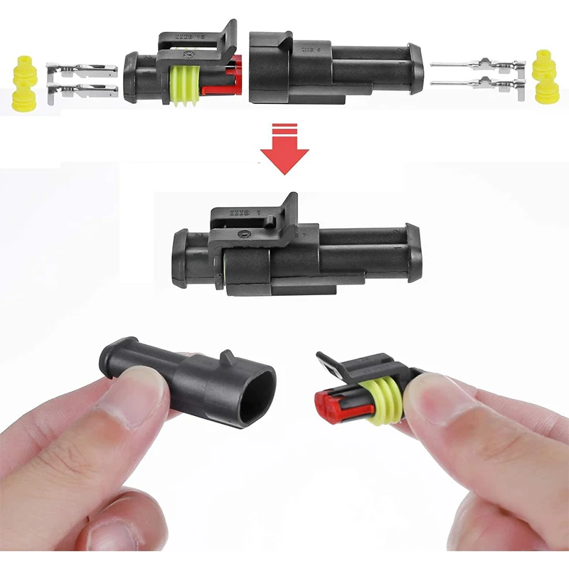 10 قطعة 2 دبوس موصل مقاوم للمياه 20-16 AWG سلك السيارات الكهربائية موصل 1.5 مللي متر سلسلة محطات الذكور الإناث للسيارة