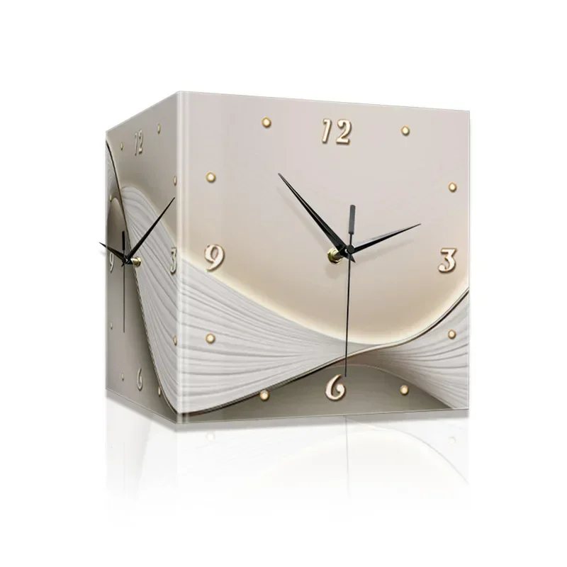 Modern Simple Corner Lamp Double-sided Clock Household Living Room Corner Led Stereo Clock Punch-free Corner Wall Clock