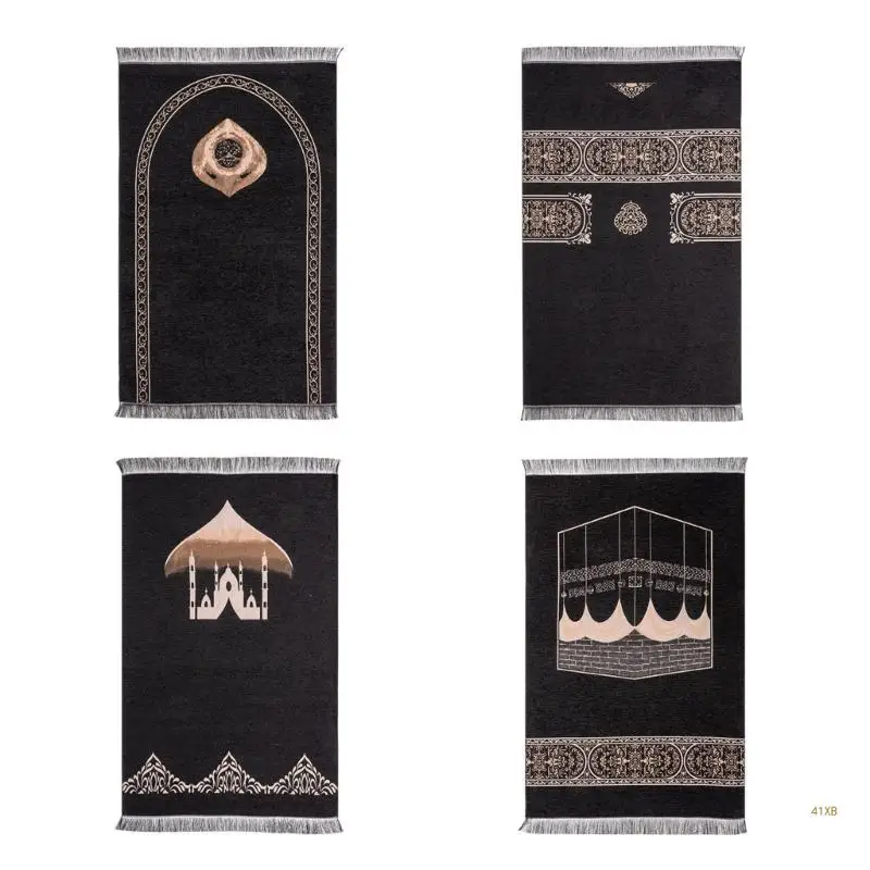 41XB Muslims Prayer Rugs Embossed Prayer Mat Soft Worship Kneel Floor Carpet Decors