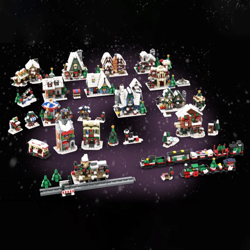 

4853 шт. MOC Winteriz Villag, полный набор из 15 шт., коллекция Snowy Micro Village, модульная модель «сделай сам», строительные блоки, игрушки на день рождения, подарок