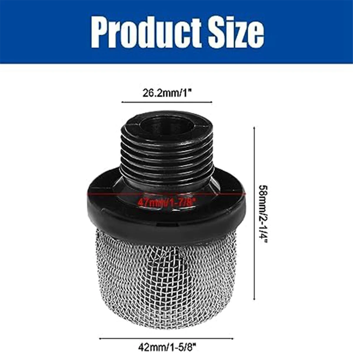 Airless Paint Sprayer Inlet Strainer, 3/4 Inlet Strainer Filter Inlet Suction Strainer Compatible for X5/LTS15, X7/LTS17