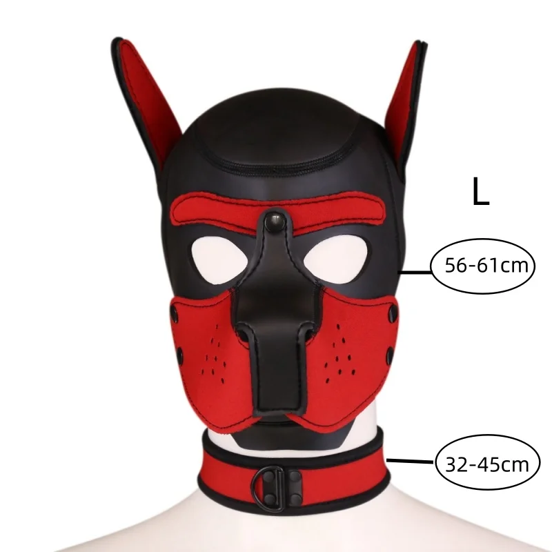 Puppy Cosplay Costumes of XL Code Brand New Increase Large Size Padded Rubber Full Head Hood Mask with Collar for Dog Roleplay