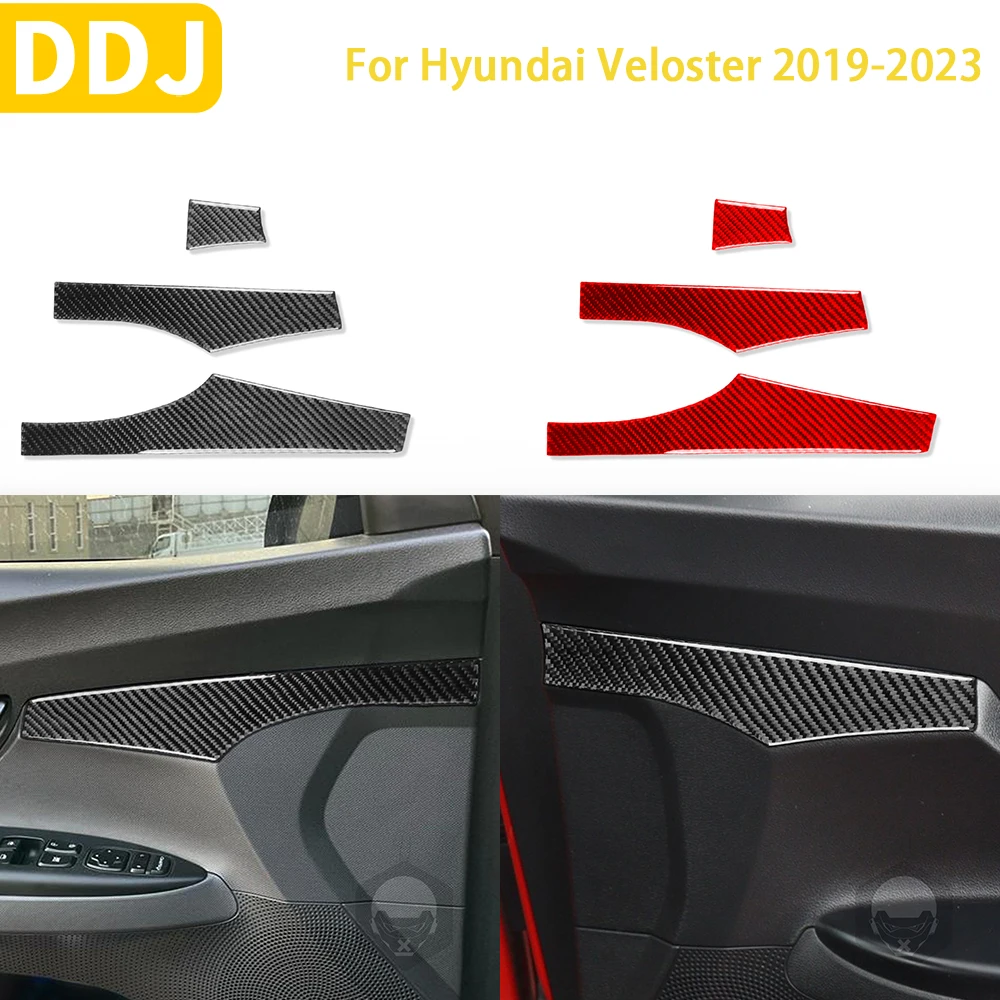 

For Hyundai Veloster 2019 2020 2021 2022 2023 Accessories Carbon Fiber Car Interior Door Panel Trim Sticker Decoration