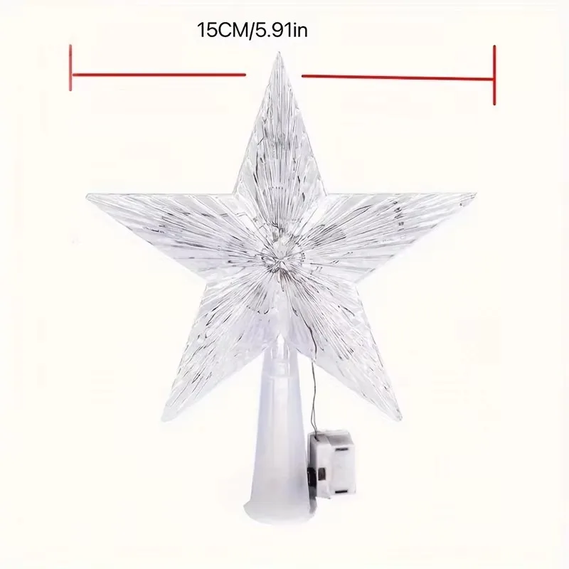 15cm Christmas Glowing Tree Topper Five-pointed Star Decorate LED Shining Lamp Xmas Colorful TopStar Ornaments Navidad Decora