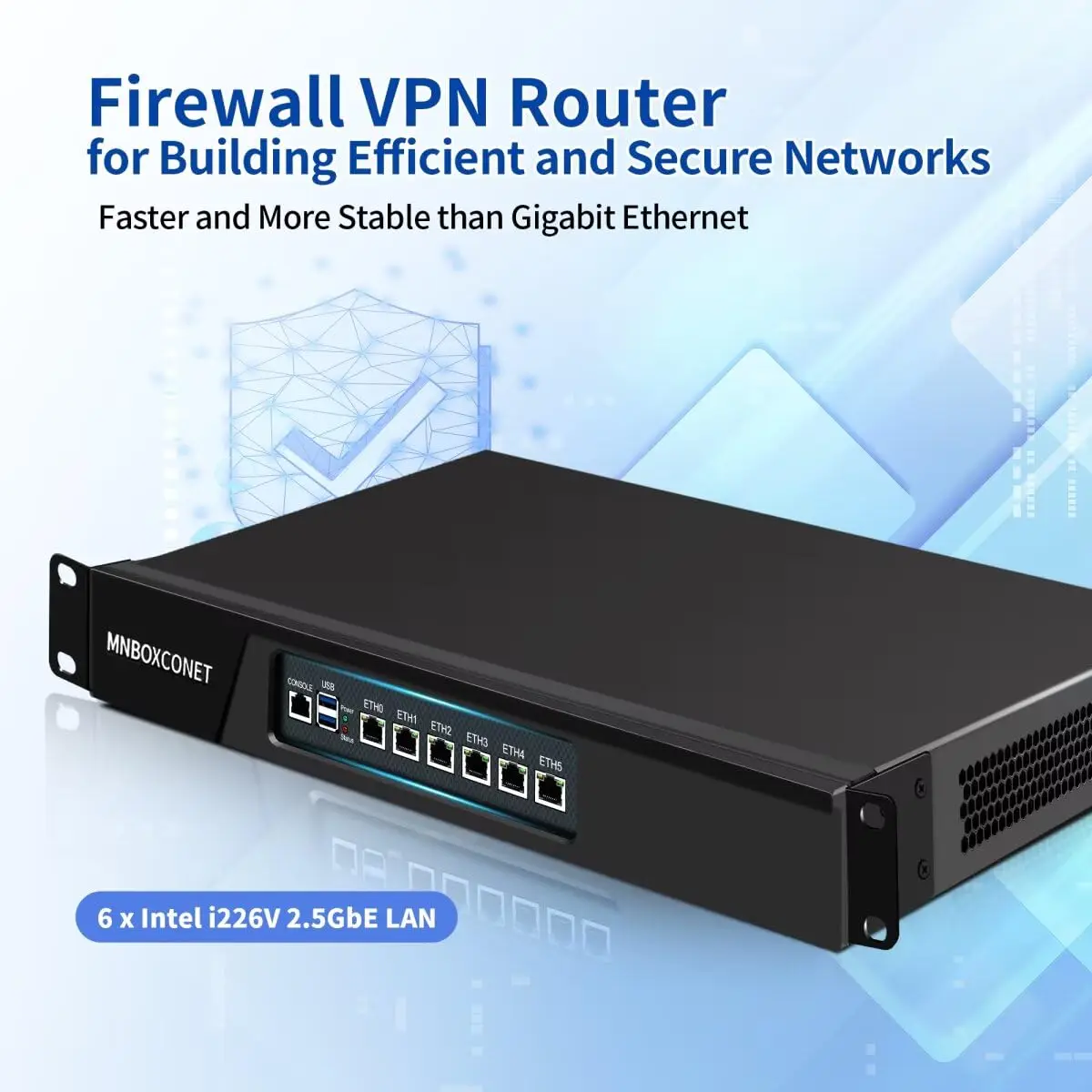 MNBOXCONET 1U Rackmount Server 19 بوصة جهاز توجيه جدار الحماية N100,6xi226V وحدة تحكم جيجابت إيثرنت OPNsense، أجهزة الشبكة