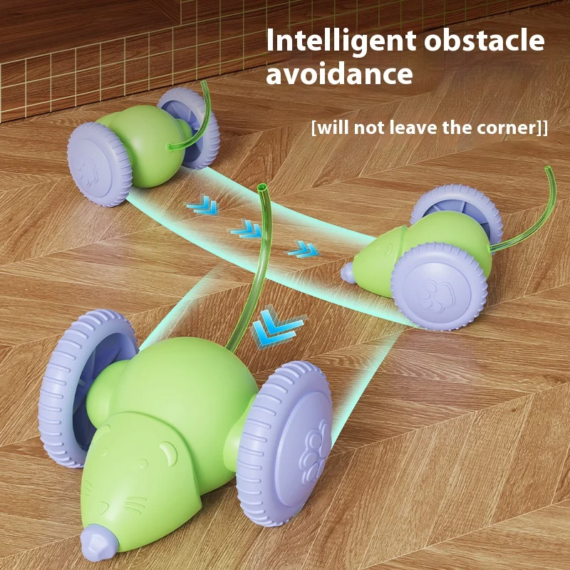 S4-Electric Mouse Car Interactive Cat Toy Rechargeable Automatic Kitten Toy Intelligent Obstacle Avoidance Cat Toy
