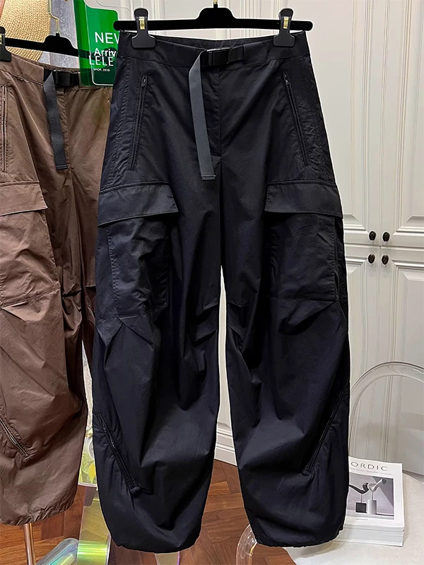 

Loose Fit Casual Work Pants Wide Leg Trousers Men Women Autumn Design Slimming Durable Cargo Pants Youthful Sle Elastic Waist