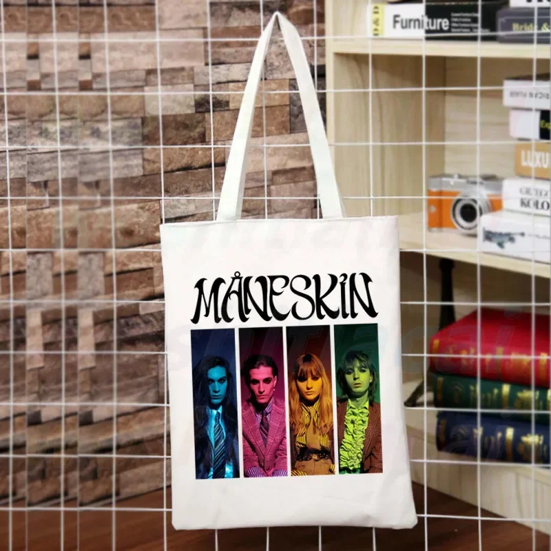 Maneskin Hip Hop Gothic Punk Rock Graphic Korea Ulzzang Shopper Bag Canvas Tote Bag Handbags Women Bag Harajuku Shoulder Bags