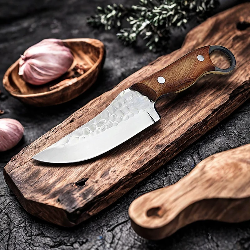 Kitchen Knife Forged Full Tang Meat Cleaver Boning Knife with Wood Handle Chef knife Butcher Fish Knife Cutting Tool with sheath