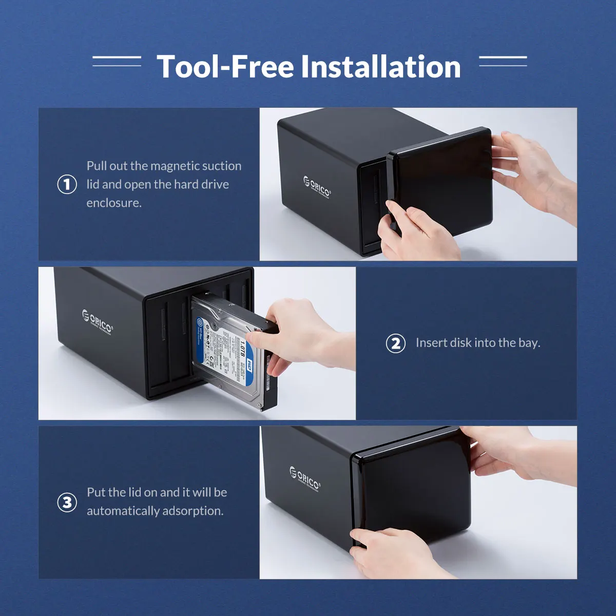 ORICO NS Series 5 Bay 3.5'' USB3.0 HDD Docking Station Support 80TB 5Gbps HDD Case Alumium HDD Enclosure with 78W Power Adapter