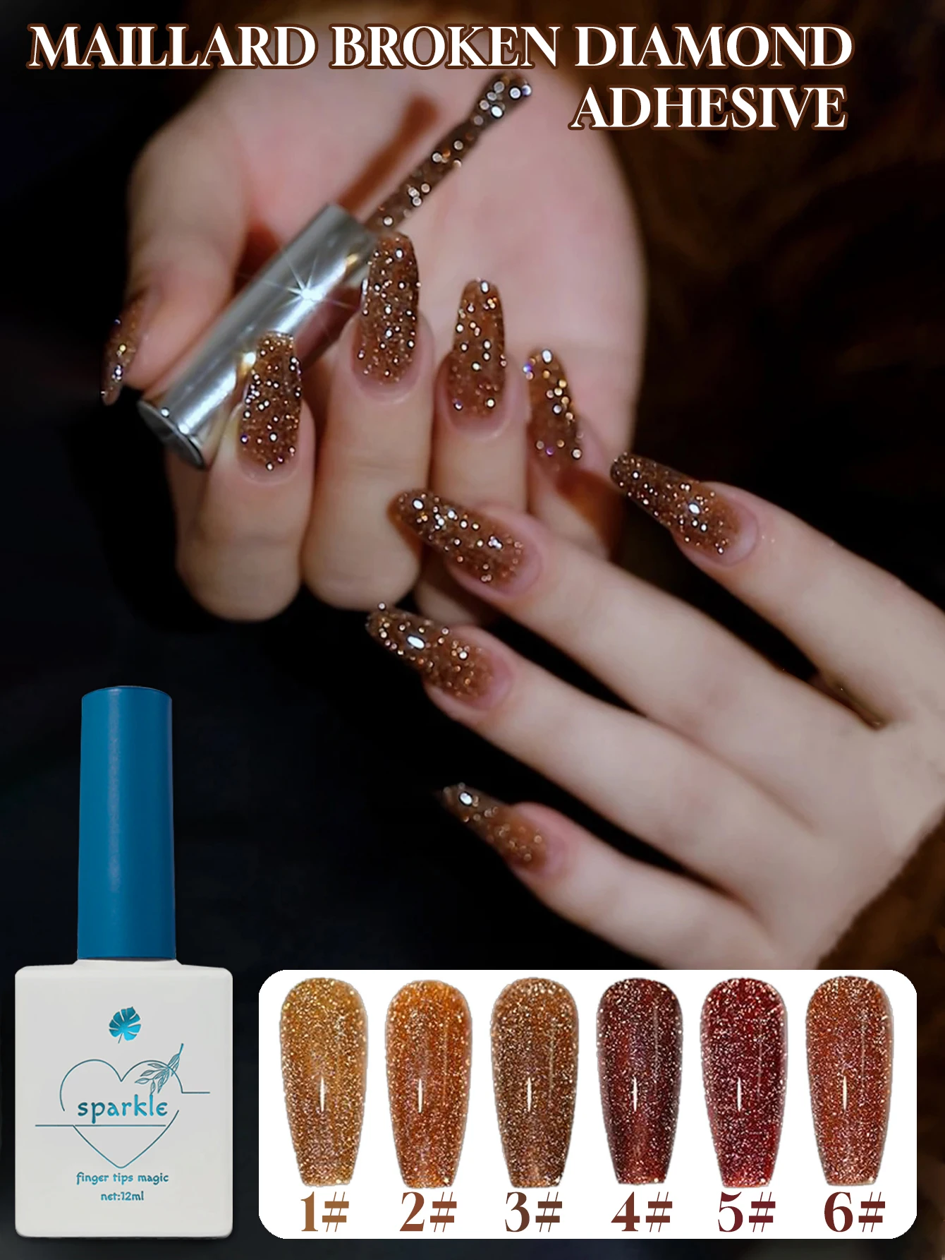 

1-6 шт. 12 мл гель-лак Maillard Diamond Dust с блестками, полуперманентный, для DIY маникюра, смываемый, LED/UV гель