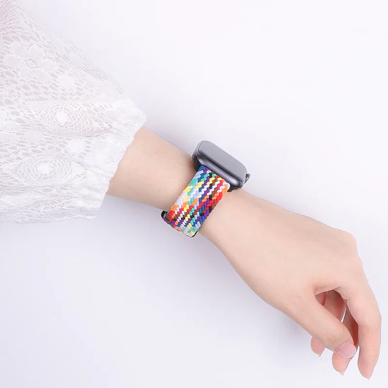 Nylon Braided Solo Loop Strap For Apple Watch 9 8 7 45mm 41mm Ultra 49mm Adjusting Bracelet iWatch 6 5 43 SE 44mm 40mm 42mm band