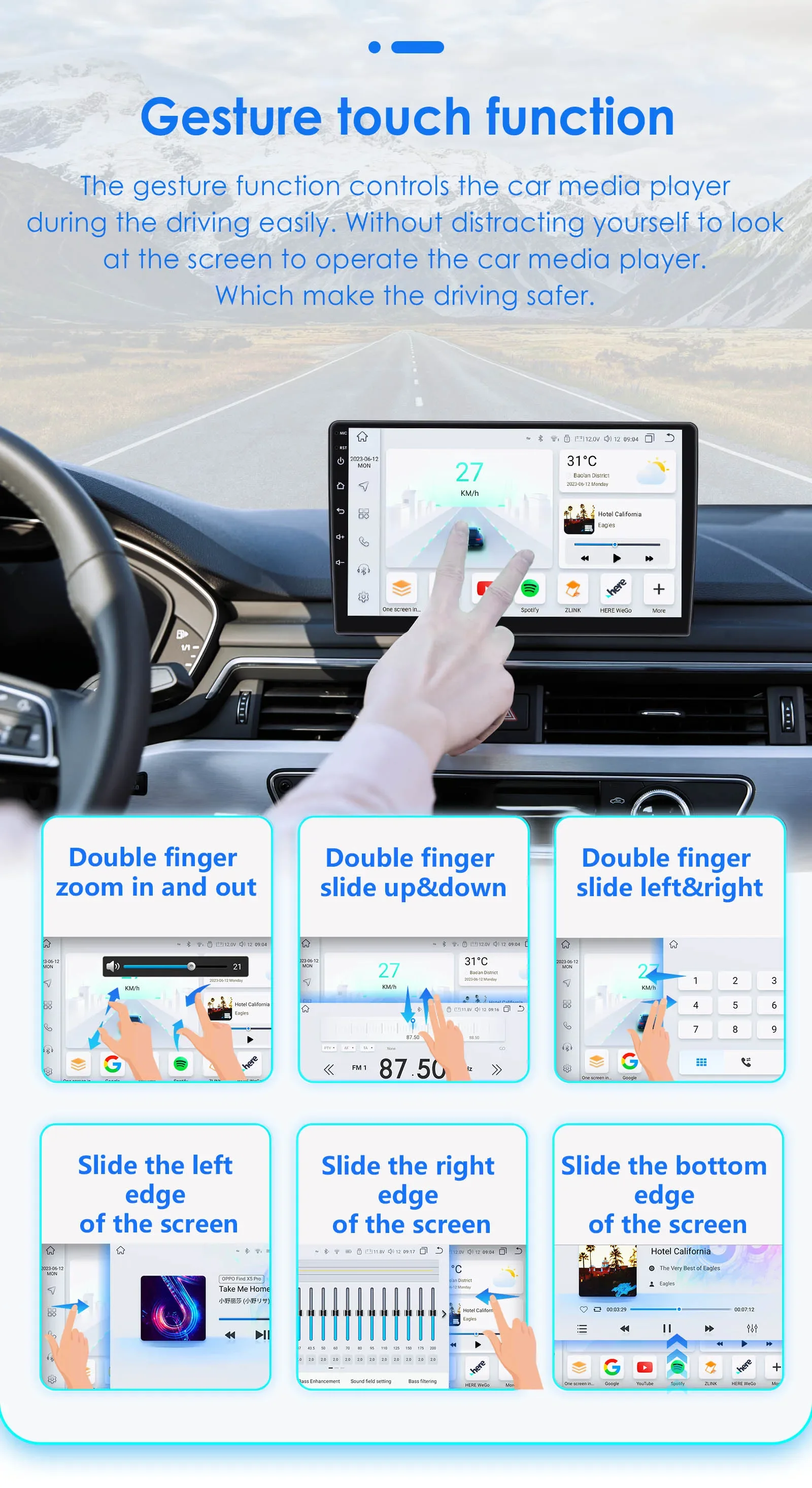 Hizpo 9 Zoll Wireless CarPlay Android Auto Autoradio für Mercedes Benz CLC W203 C-Klasse C180 C200 CLK200 CLK W209 UI7862 360 ° CAM – Detail 23