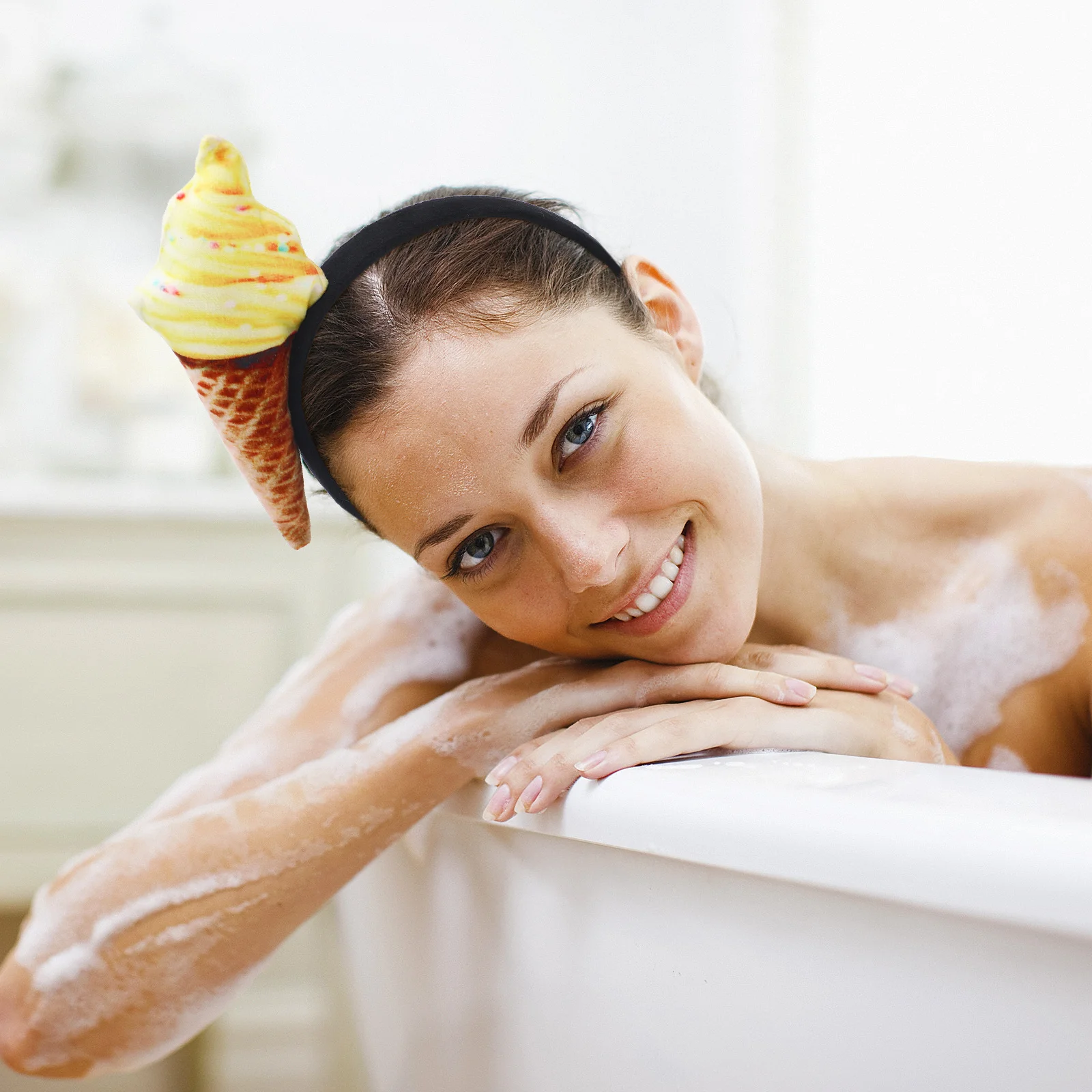 

Ice Cream Hairband Cone Shape Headband For Women Girls Soft Wash Face Makeup Styling Accessory Adult Children Hair