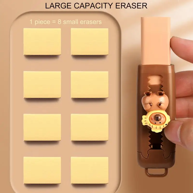 Cute Erasers For Kids Pencil Erasers Drawing Eraser Cute Stationary Rubber Eraser Cartoon Capybara Kids Erasers Push-Pull Cute