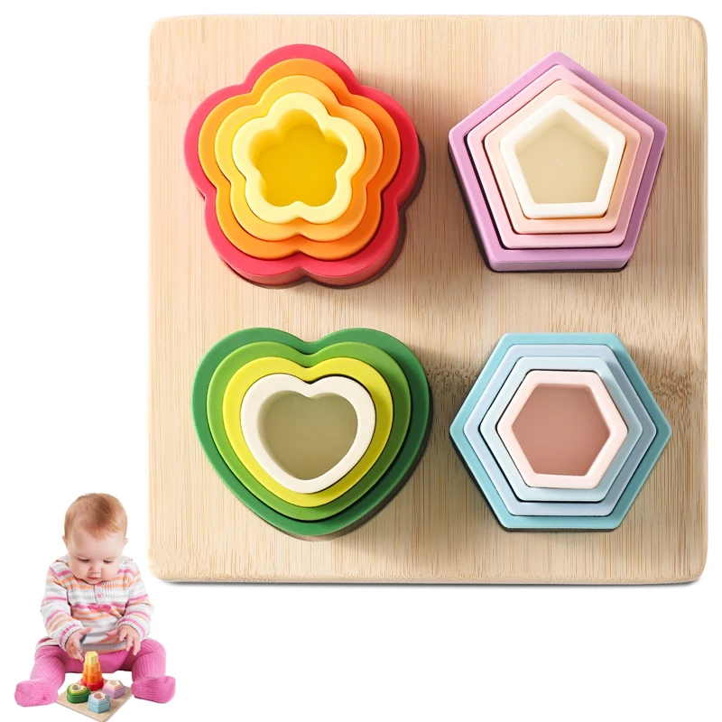 

1Set Silicone Building Block Construction Educational Game Toys Montessori 3D Toy For Kids Birthday Gifts Education Toys