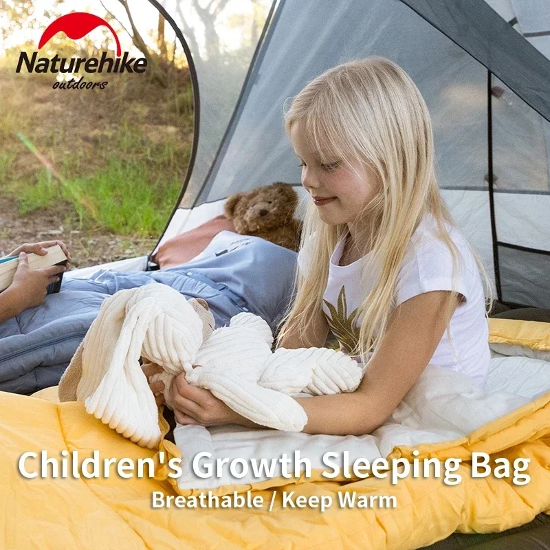 Imagem -02 - Naturehike Crianças Dormindo Bolsa Exterior Extensível Crescente Bolsa de Dormir Ultraleve Splice Envelope Quente Bolsa de Dormir para Crianças