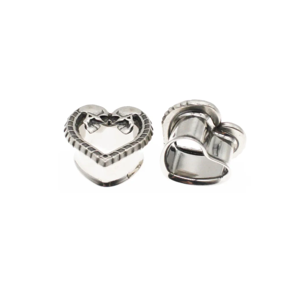 

Leosoxs 1 Pair 8-25mm Stainless Steel Heart-shaped Skull Head Ear Expander Love Horn Hollow Ear Expander Piercing Jewelry New